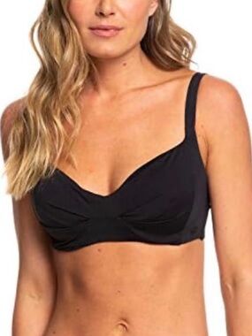 ROXY solid black bikini top XS